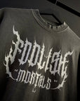 Foolish Mortals Shadow Grey Oversized Tee with Metallic Silver Ink