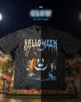 Halloween Time Glow-in-the-Dark OVERSIZED Fit Shirt – Mickey Pumpkin on Main Street - Metal Head Shirt