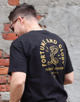 Fortune And Glory Black Tee - Classic Fit (front and back)
