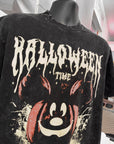 Halloween Time Glow-in-the-Dark OVERSIZED  Fit Shirt – Mickey Pumpkin on Main Street - Metal Head Shirt