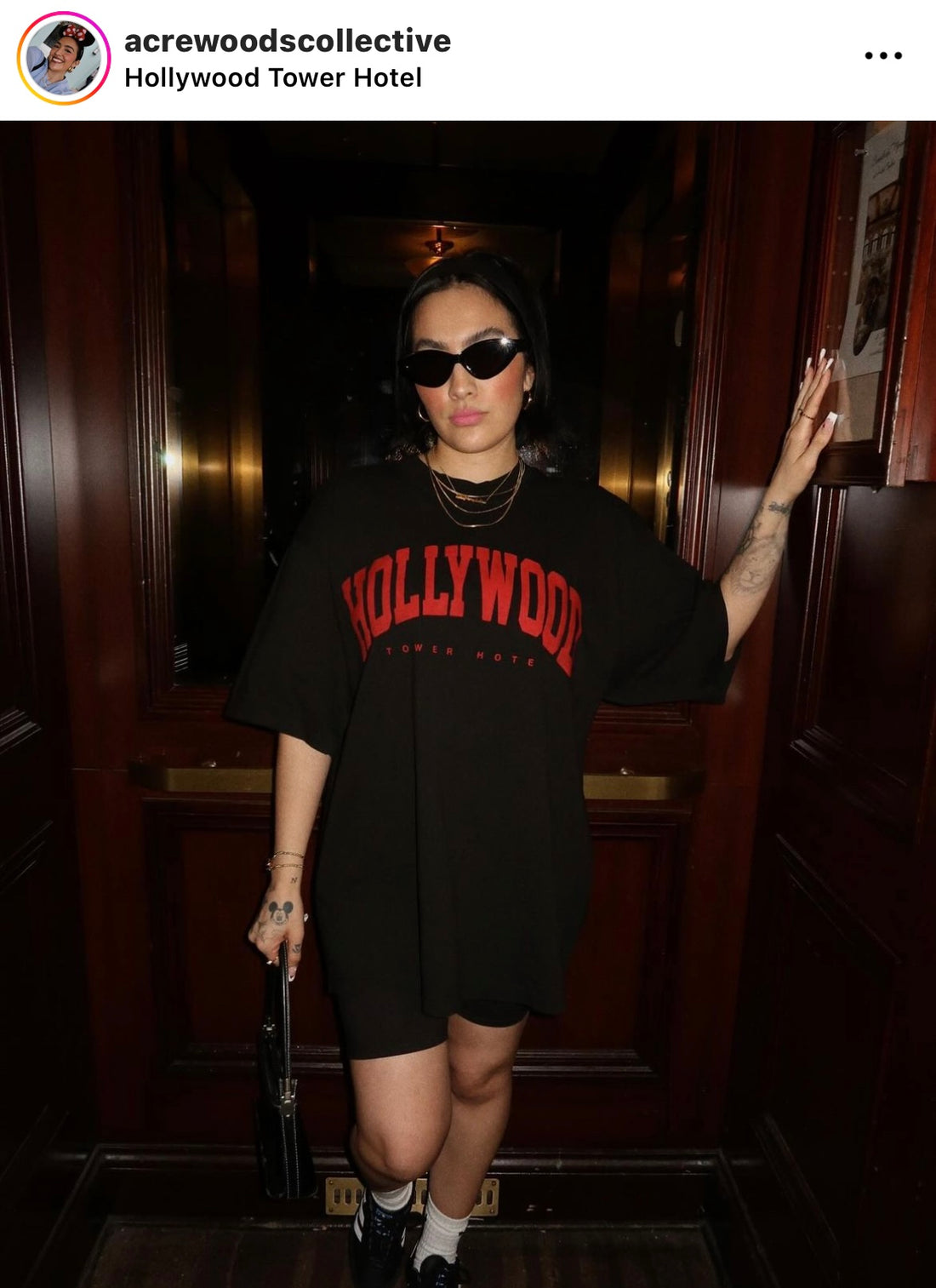 PUFF INK Hollywood Tower Hotel Black Oversized Tee