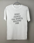 Worth Melting For White Tee - Shimmer Silver