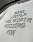 Worth Melting For White Tee - Shimmer Silver