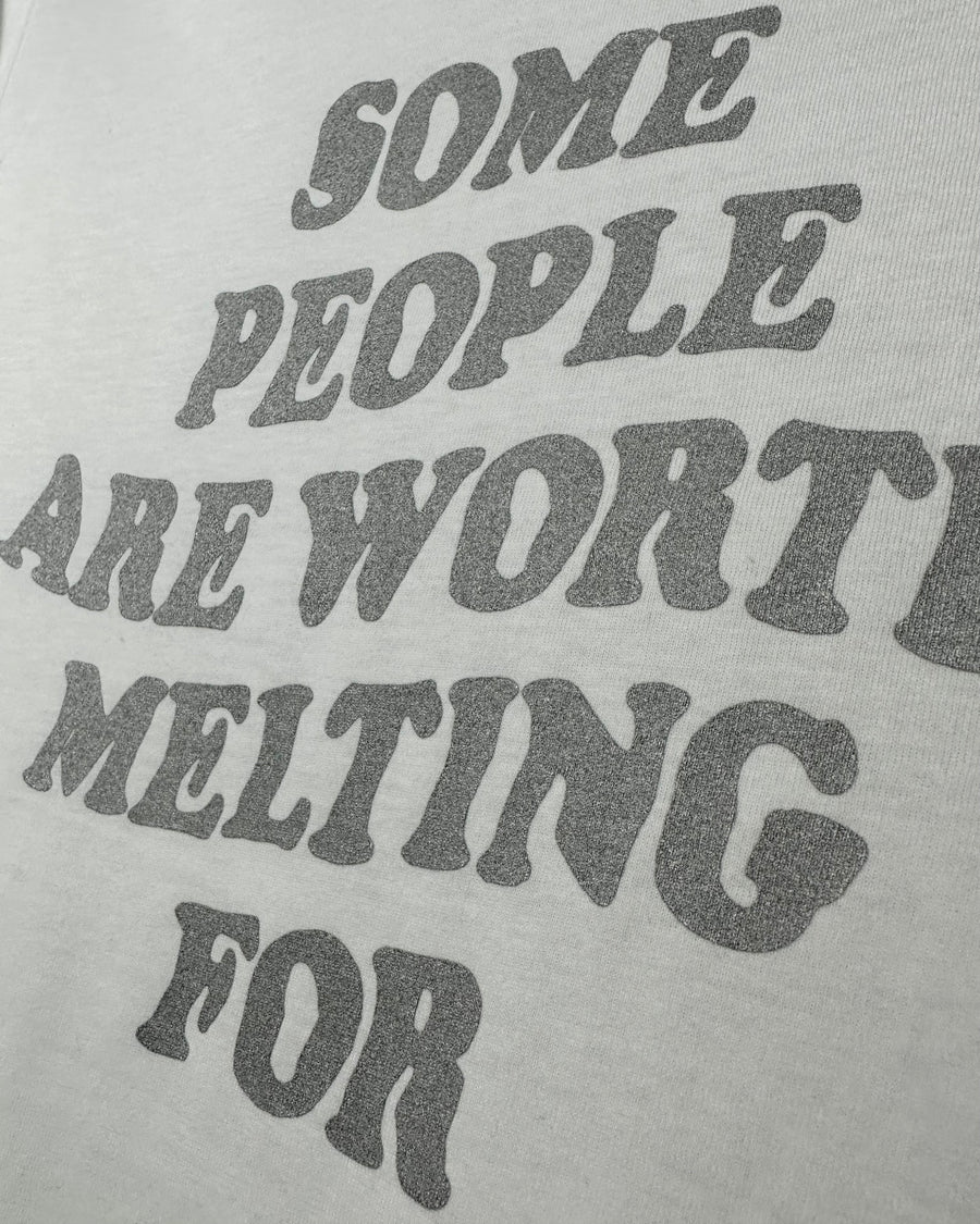 Worth Melting For White Tee - Shimmer Silver
