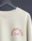 ❤️‍🔥 Happiest Place Ever - Premium Bone Color Crewneck Sweatshirt - Front & Back