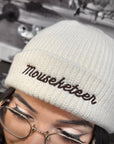 Mouseketeer Embroidered Ribbed Knit Beanie - Multiple Colors