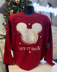 Let It Snow Mickey Beignet Cardinal Red Crewneck