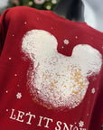 Let It Snow Mickey Beignet Cardinal Red Crewneck