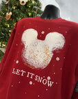 Let It Snow Mickey Beignet Cardinal Red Crewneck