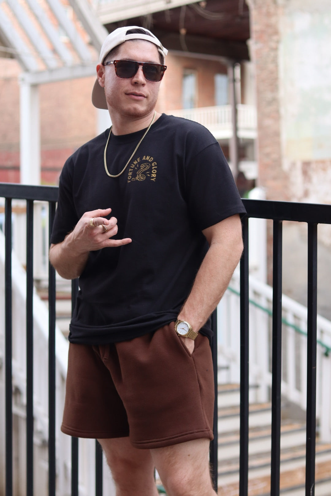 Fortune And Glory Black Tee - Classic Fit (front and back)