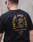 Fortune And Glory Black Tee - Classic Fit (front and back)