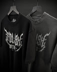 Foolish Mortals Shadow Grey Oversized Tee with Metallic Silver Ink