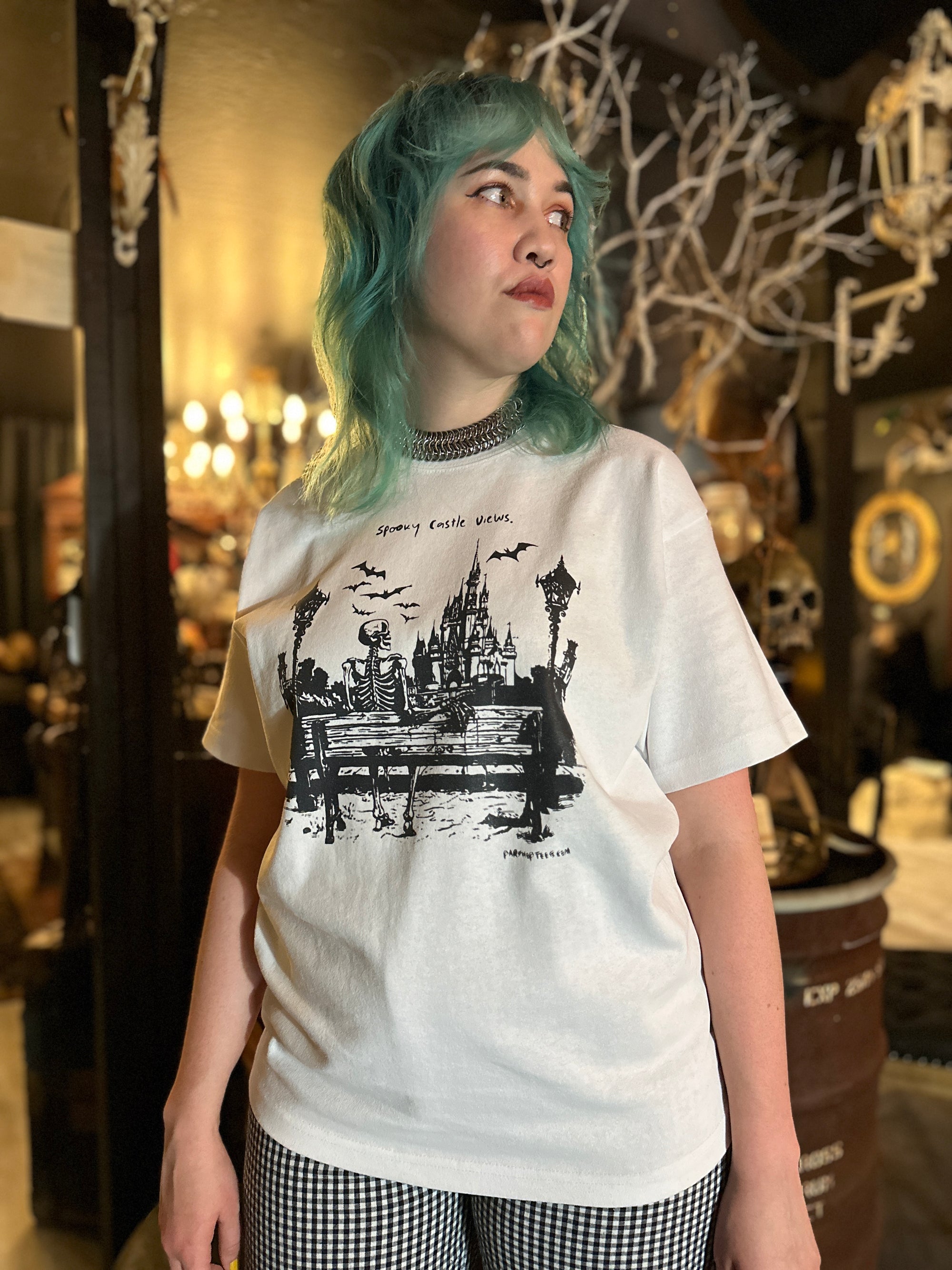 Spooky Castle Views Tee - White - In Classic &amp; Oversized Fit