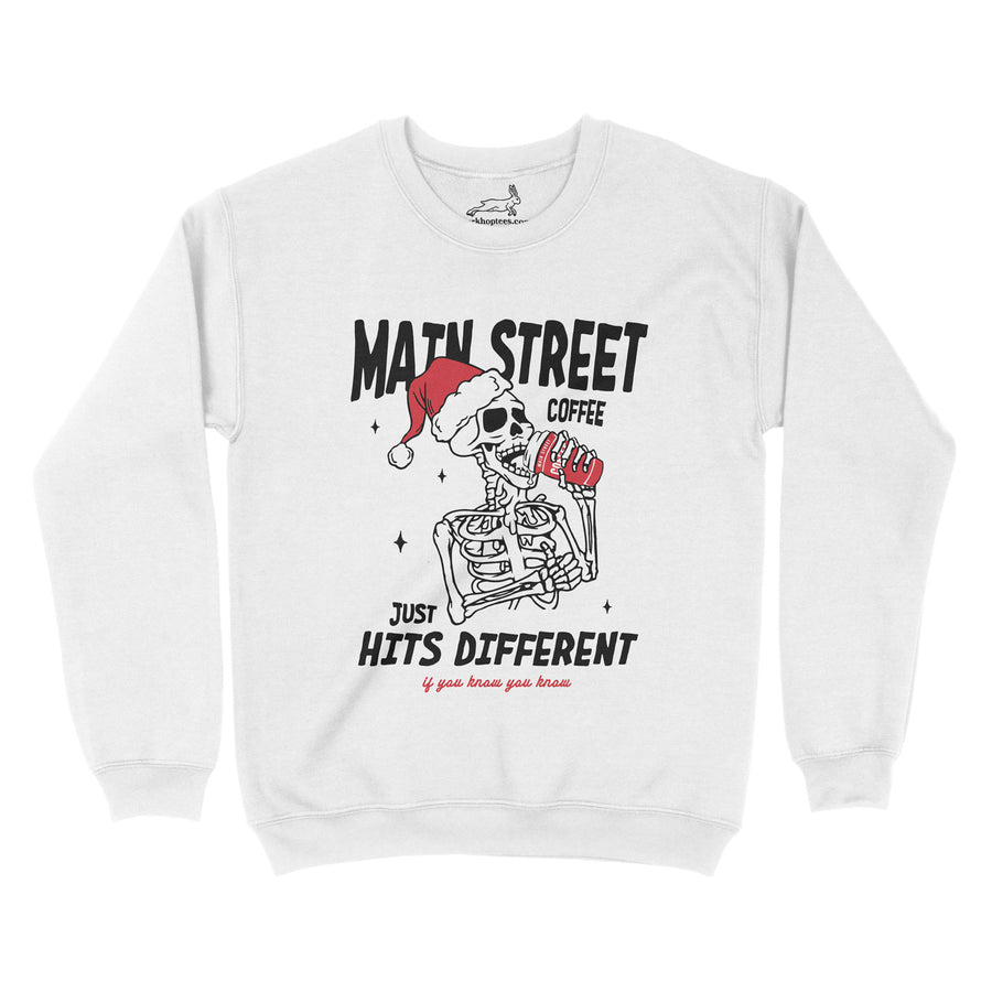 Main Street Coffee White Crewneck Sweater