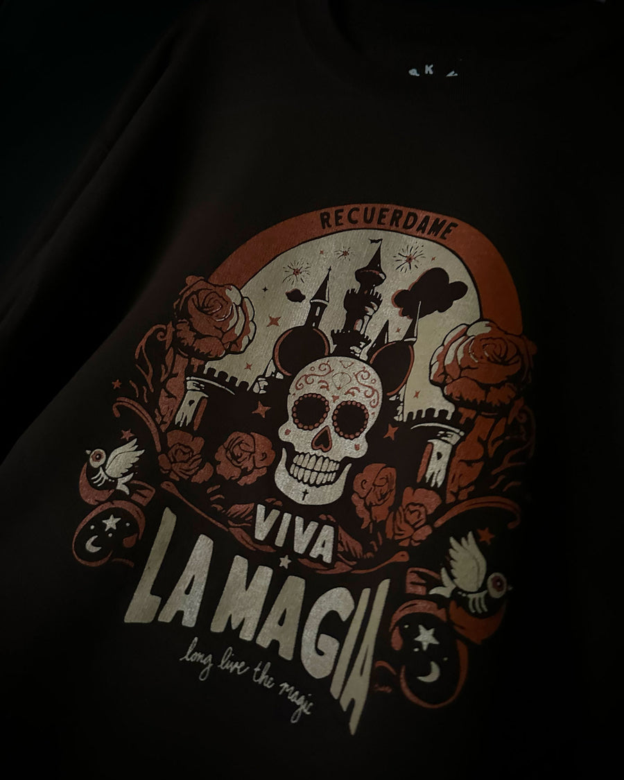Viva La Magia Sugar Skull Castle - Dark Brown Crewneck Sweatshirt