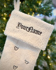 Customized Embroidered Mickey Sherpa Stocking - 17"x10" Beige Sherpa w/Brown Thread - Customize With Your Name