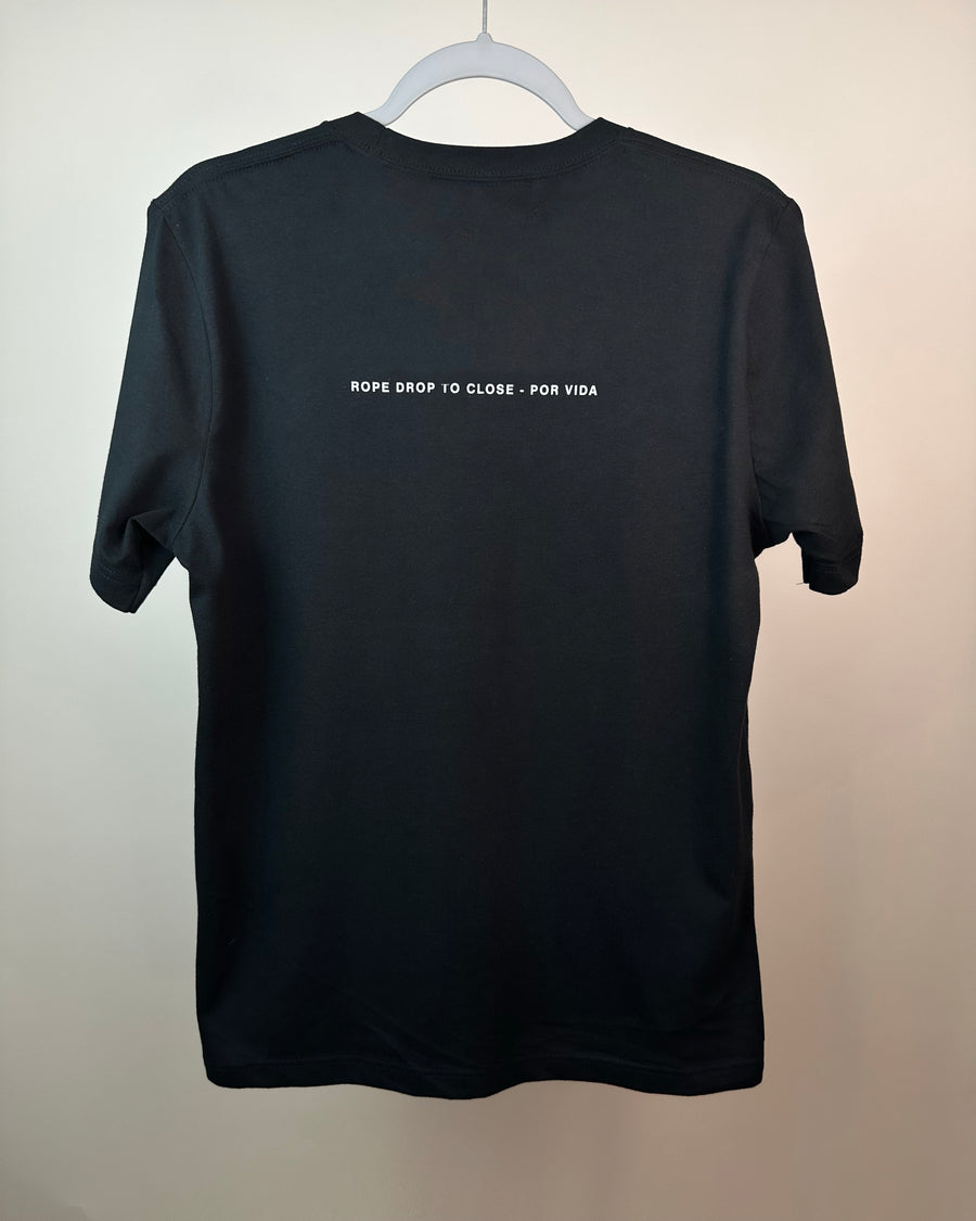 Rope Drop To Close - Por Vida - Vintage Black Premium Shirt (front & back)