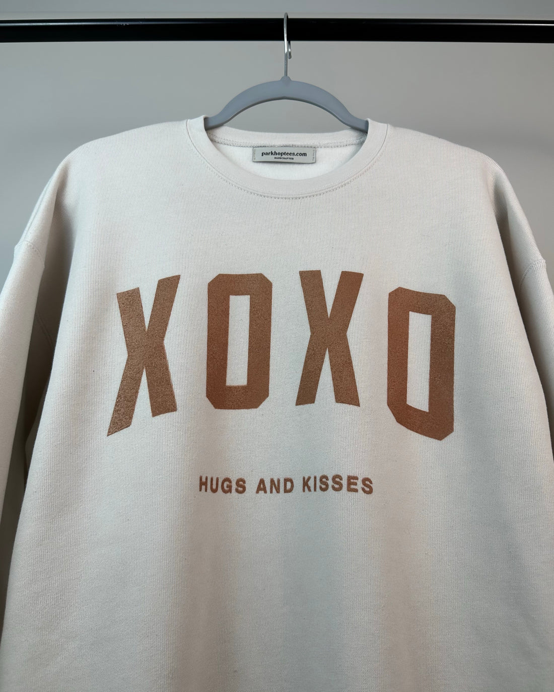 BRONZE - XOXO Hugs and Kisses - Premium Dust Color Crewneck Sweatshirt w/ Bronze Ink