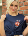 Luca Shirt - Luca's Scooter Repair Shop Navy Classic Fit Tee (front & back)