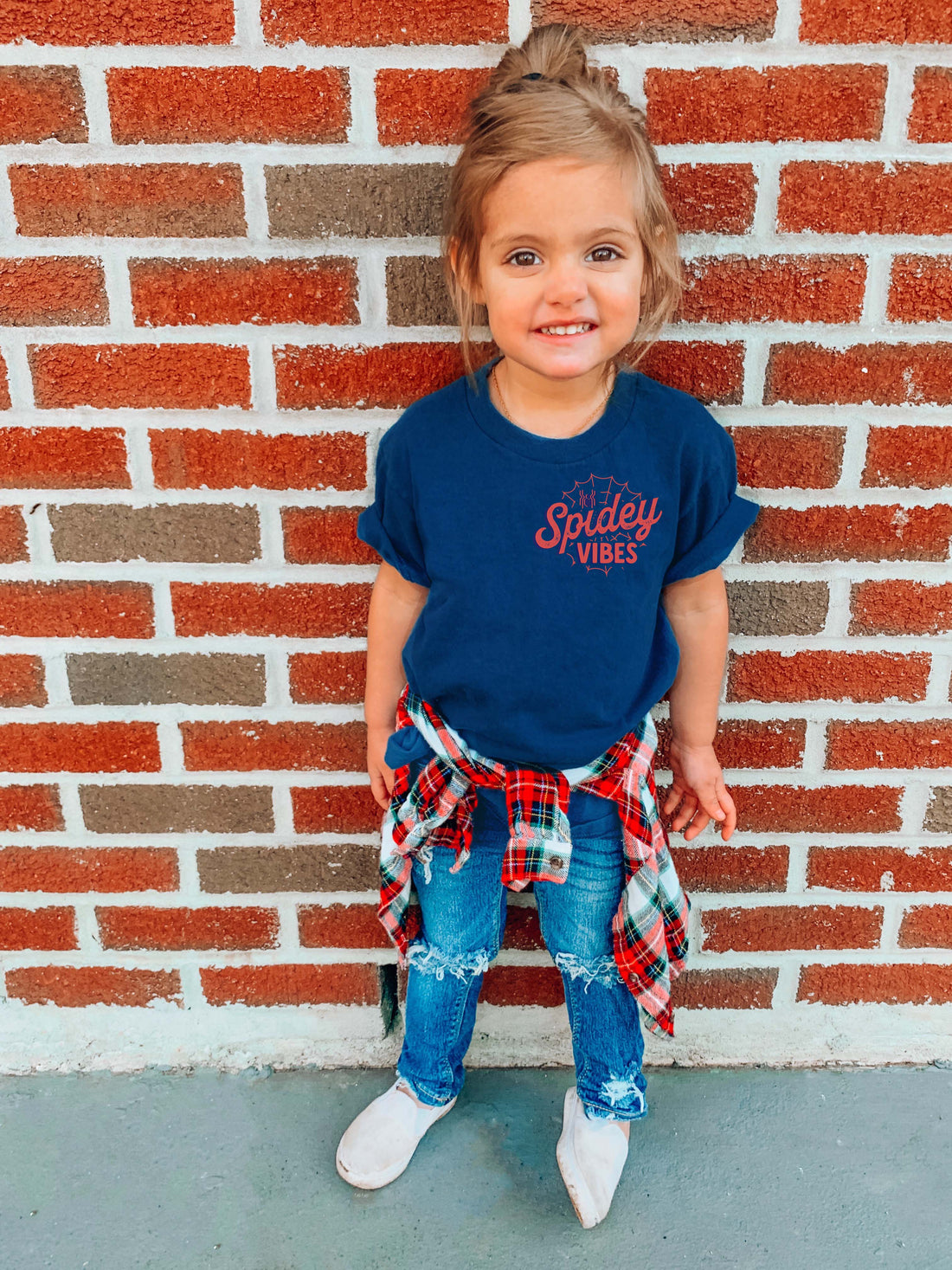 Newborn - Toddler - Youth - Spidey Vibes Tee - Navy Blue (front logo only)